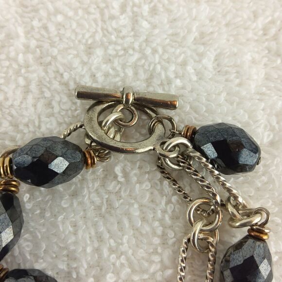 (3/$20) silver & gold tone linked beaded bracelets - Picture 11 of 12